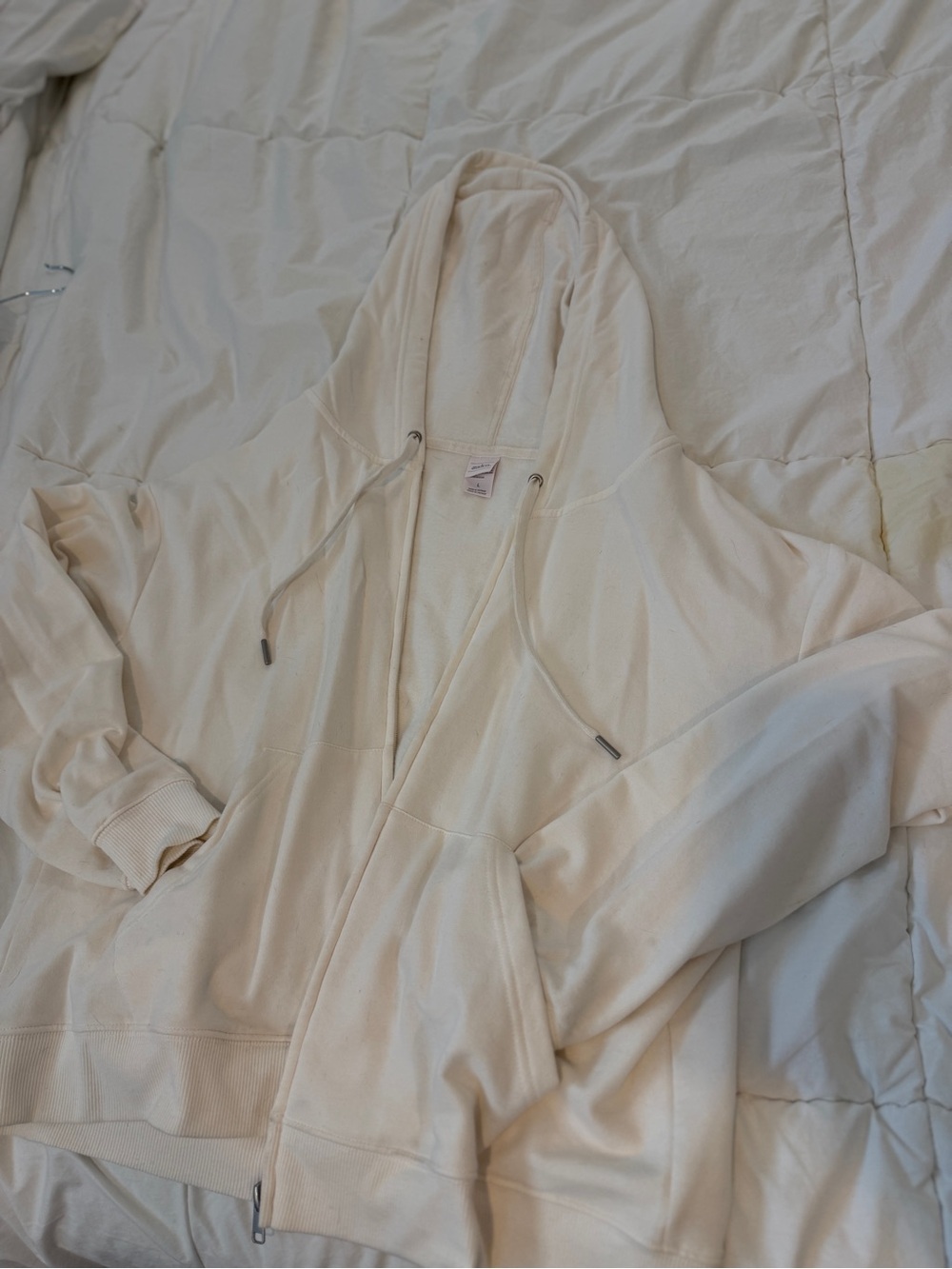 Women’s White Zip Hoodie Jacket - Casual Lightweight - Picture 2 of 3